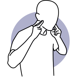 Illustration of a person pressing on the jaw joints in front of the ears